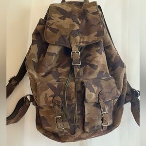 Rebecca Minkoff suede Bird Pattern Camouflage backpack. Like new!